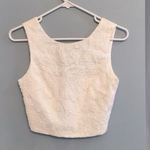White lace crop top with tags